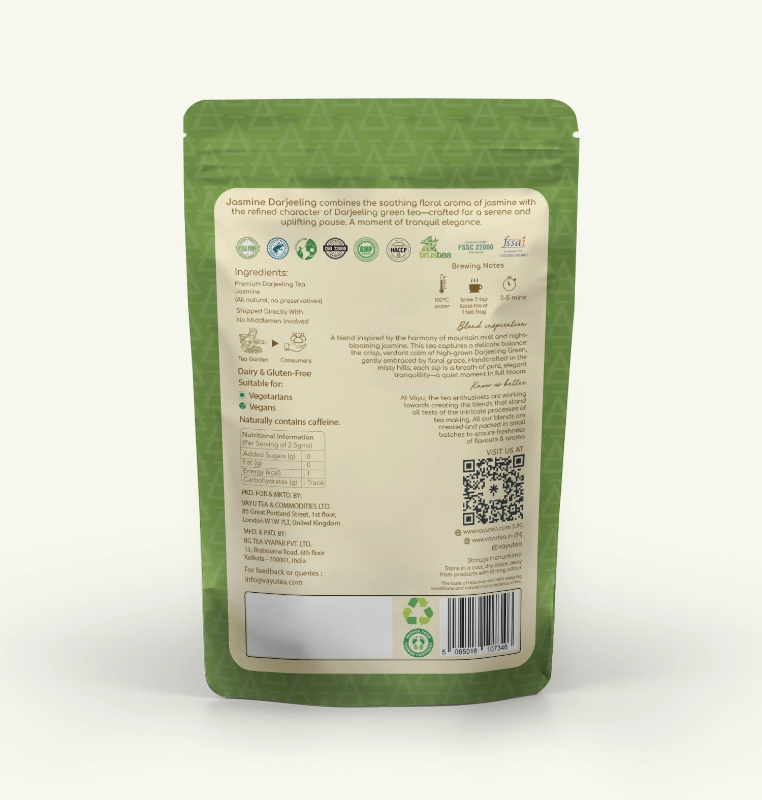 Jasmine Darjeeling (Organic Green Tea with Jasmine) Loose Tea