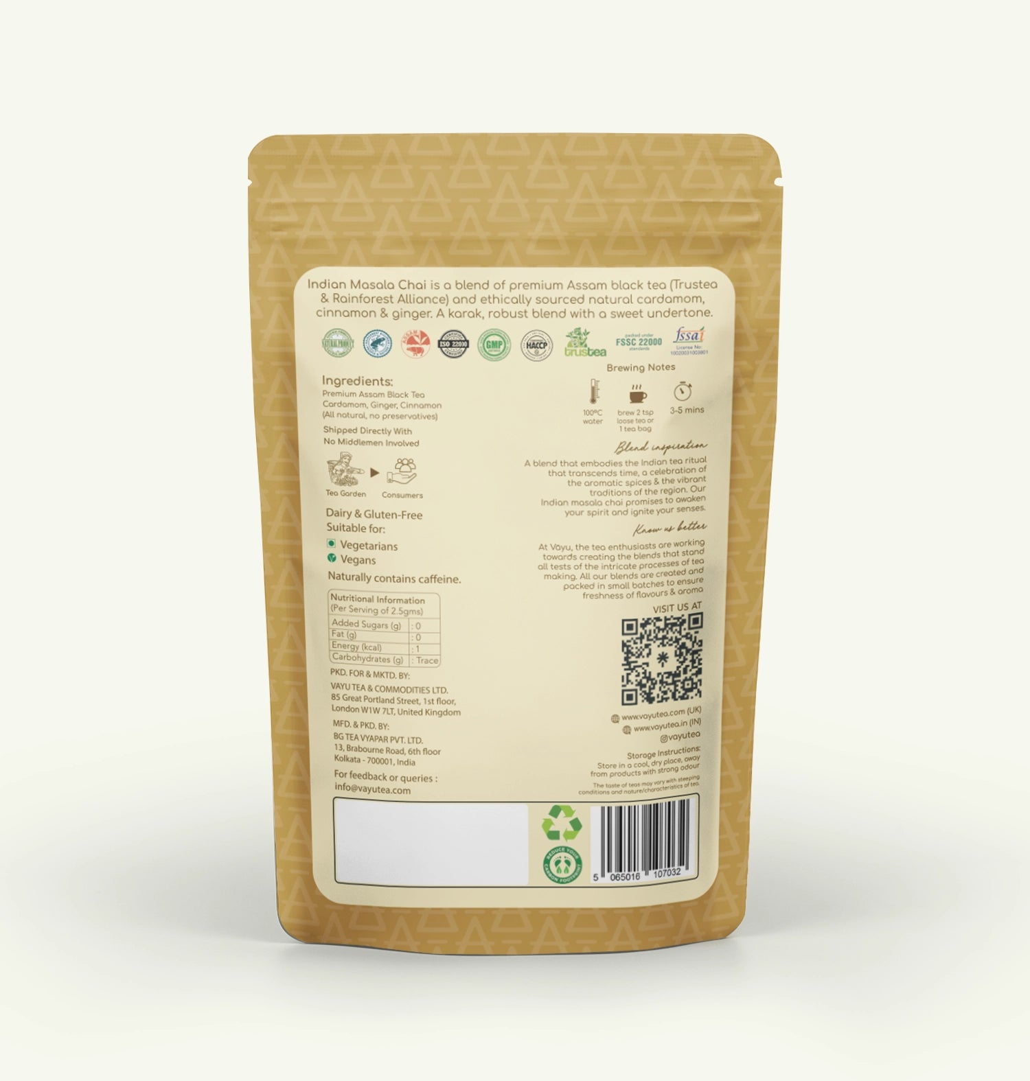 Indian Masala Chai (Cardamom, Cinnamon & Ginger)