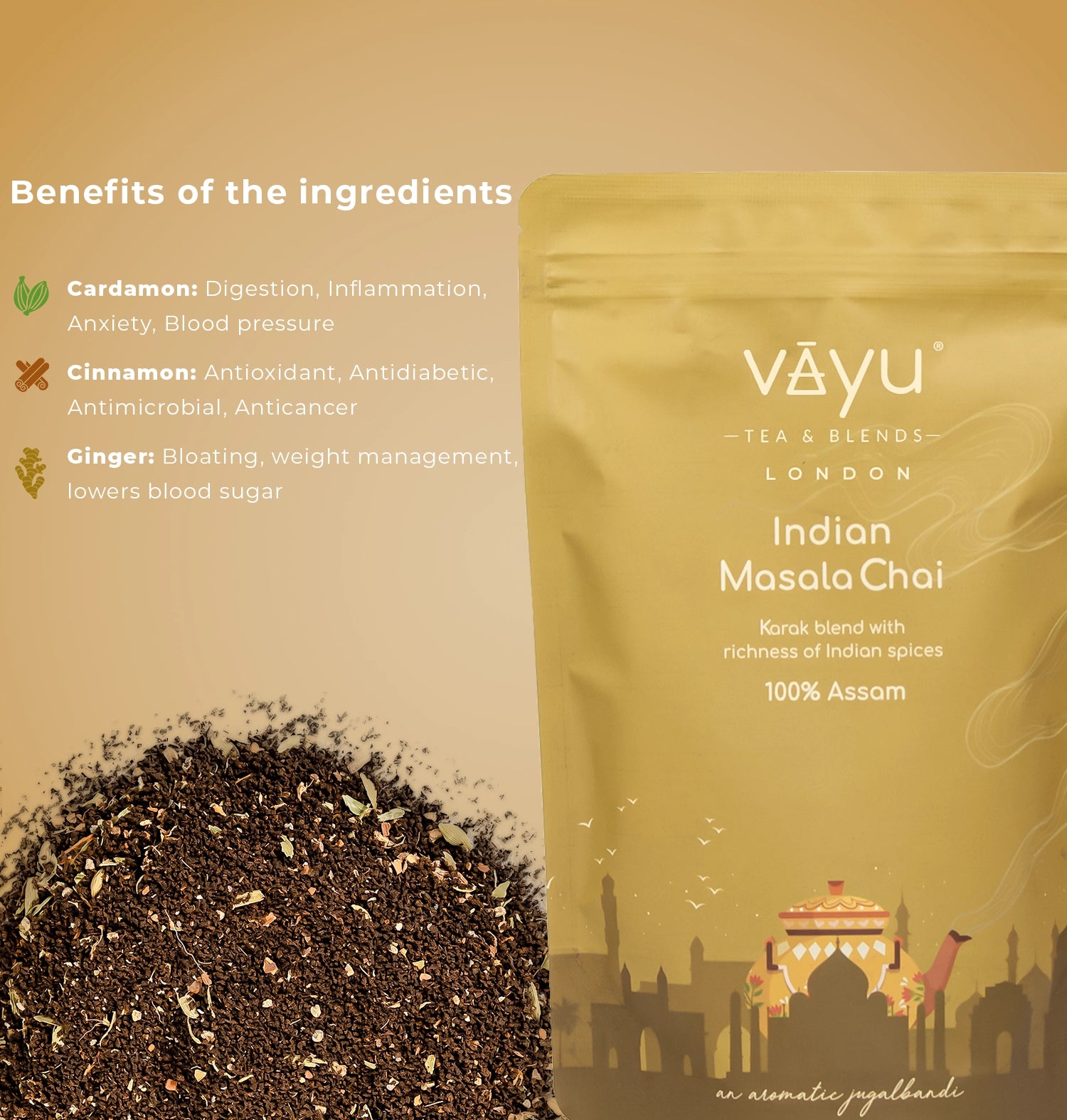 Indian Masala Chai (Cardamom, Cinnamon & Ginger)