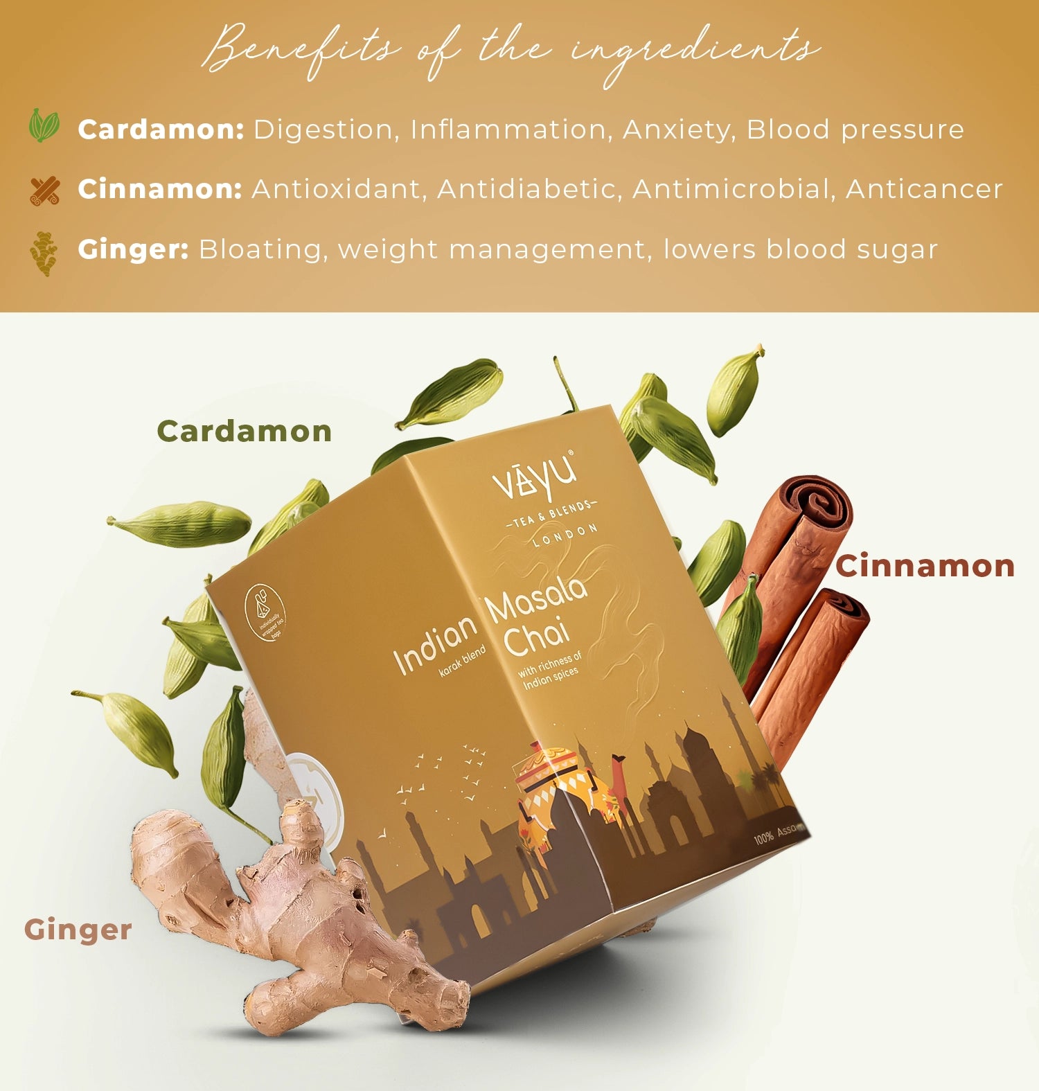 Indian Masala Chai (Cardamom, Cinnamon & Ginger)