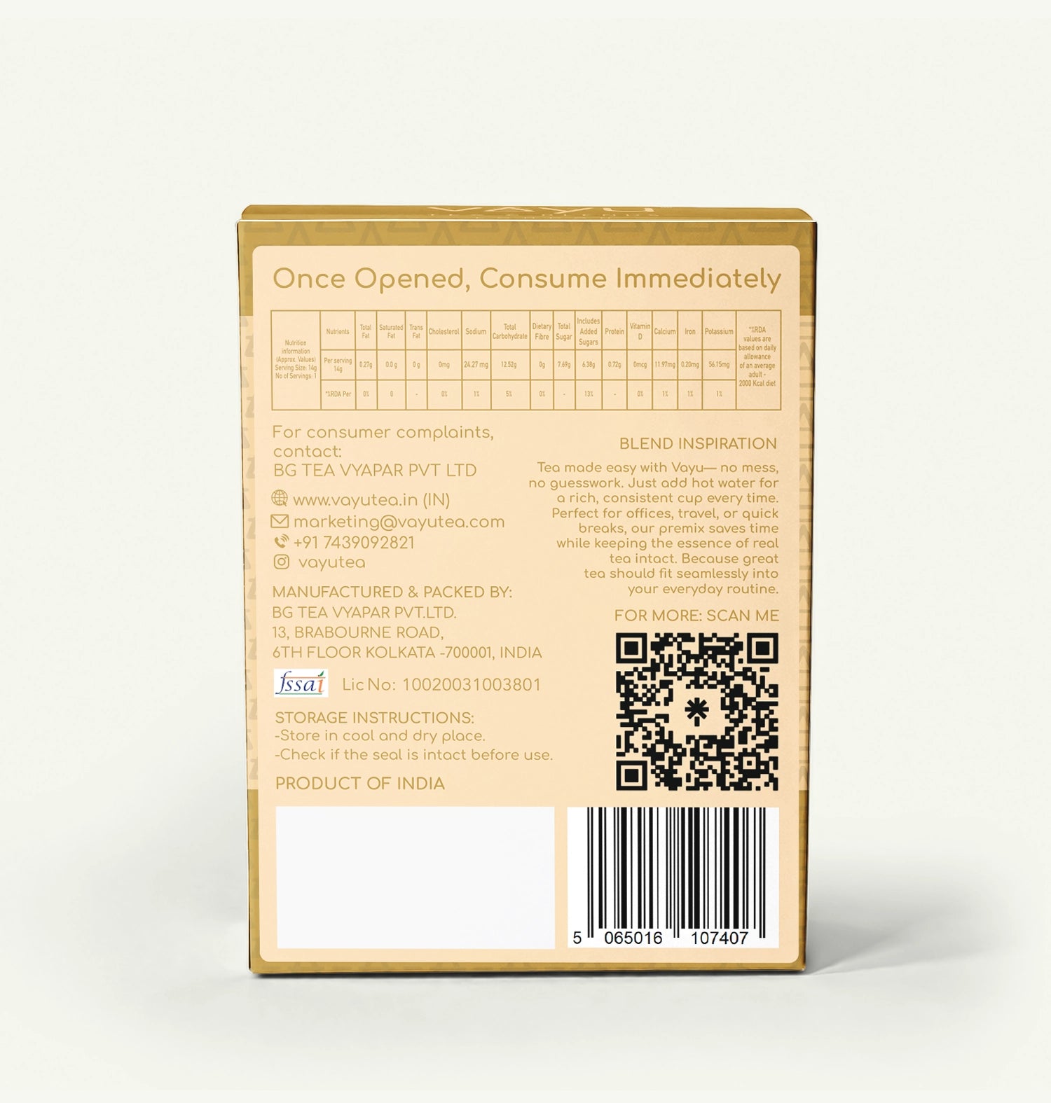 Masala Chai Tea Premix (10 Sachets/Box)