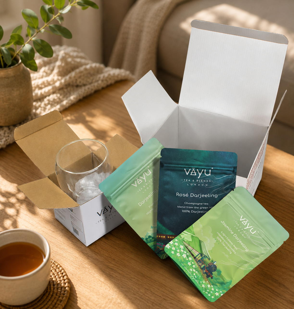 Vayu’s Darjeeling Tea Trial Pack with FREE Glass, Infuser and spoon (Loose Tea)