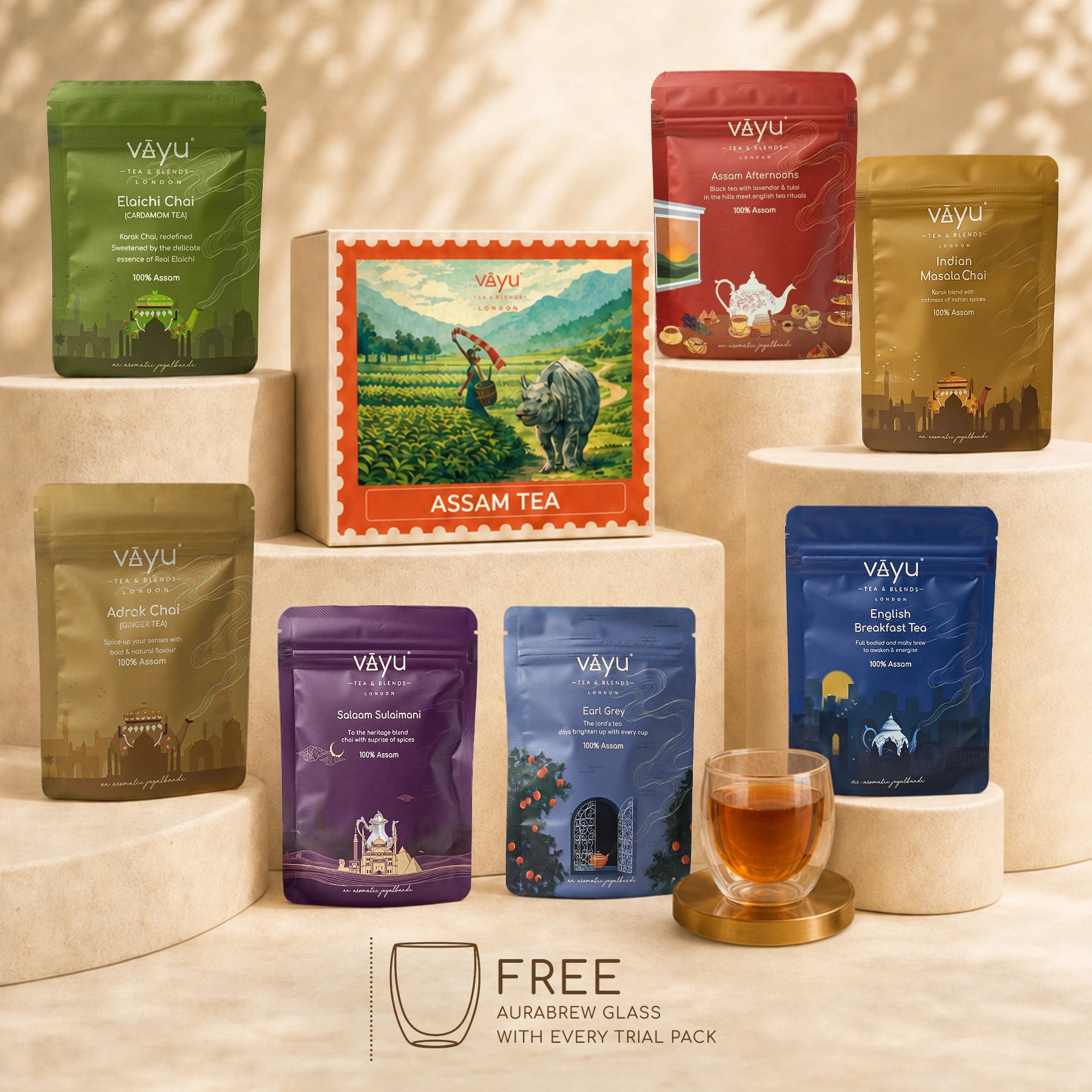 Vayu’s Assam Tea Trial Pack with FREE Glass (Loose Tea)