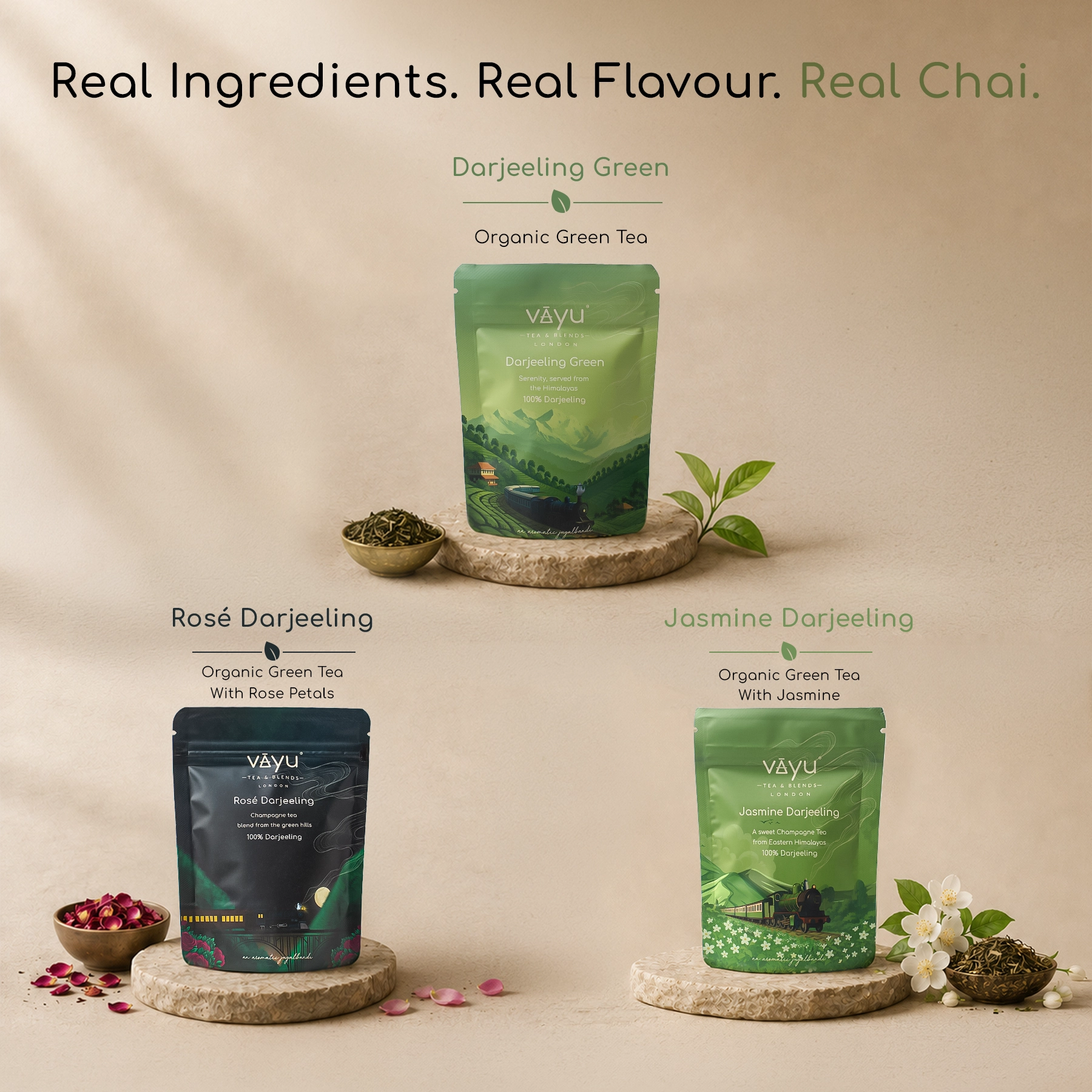 Vayu’s Darjeeling Tea Trial Pack with FREE Glass, Infuser and spoon (Loose Tea)