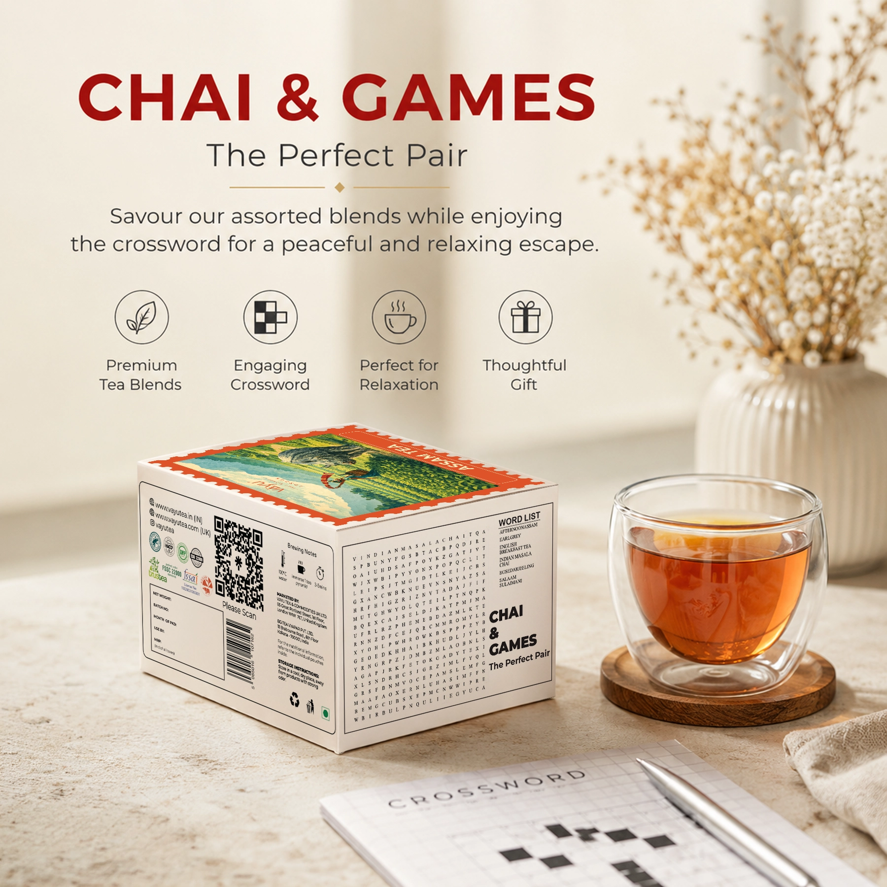 Vayu’s Assam Tea Trial Pack with FREE Glass (Loose Tea)