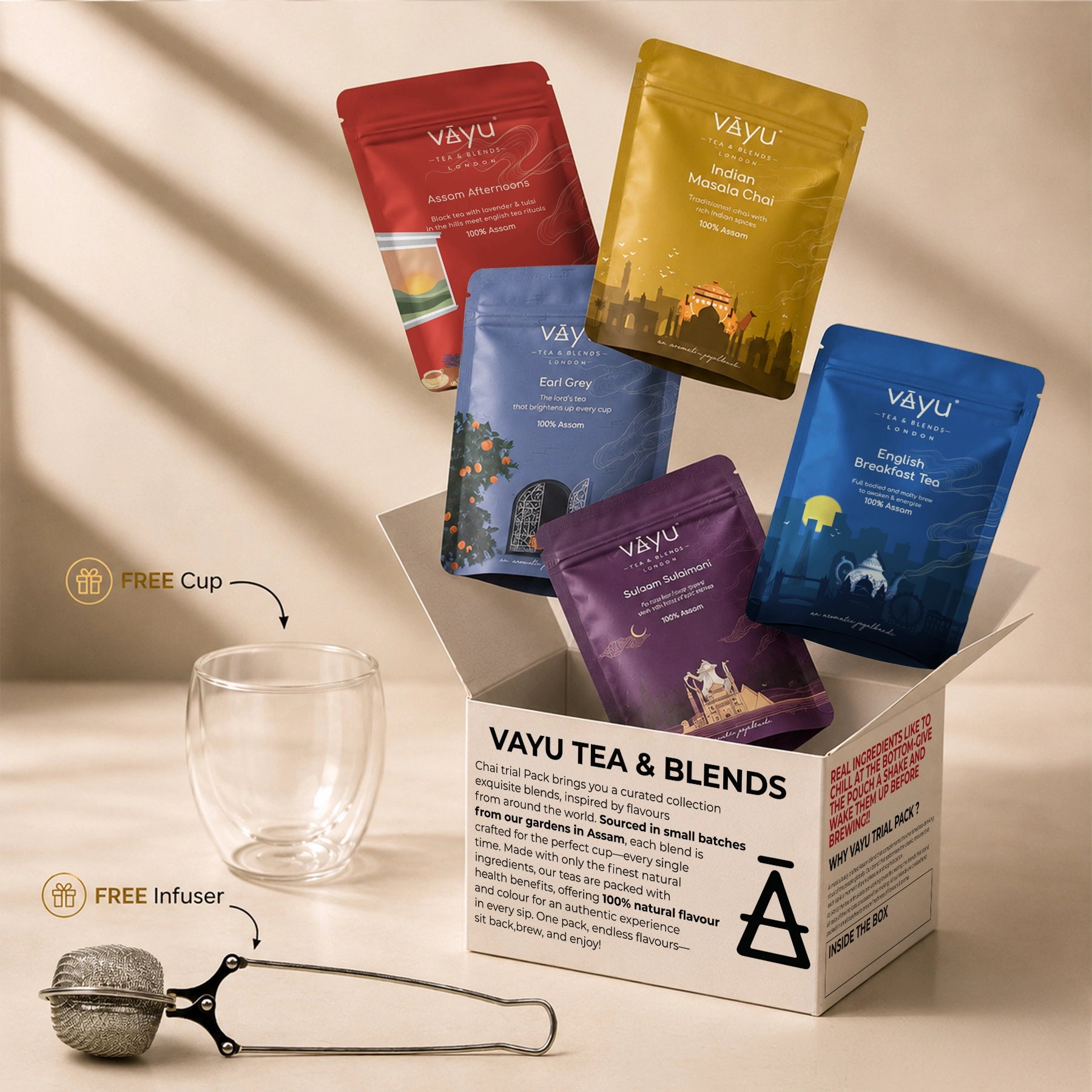 Vayu’s Trial Pack with FREE Glass and Infuser (Loose Tea)