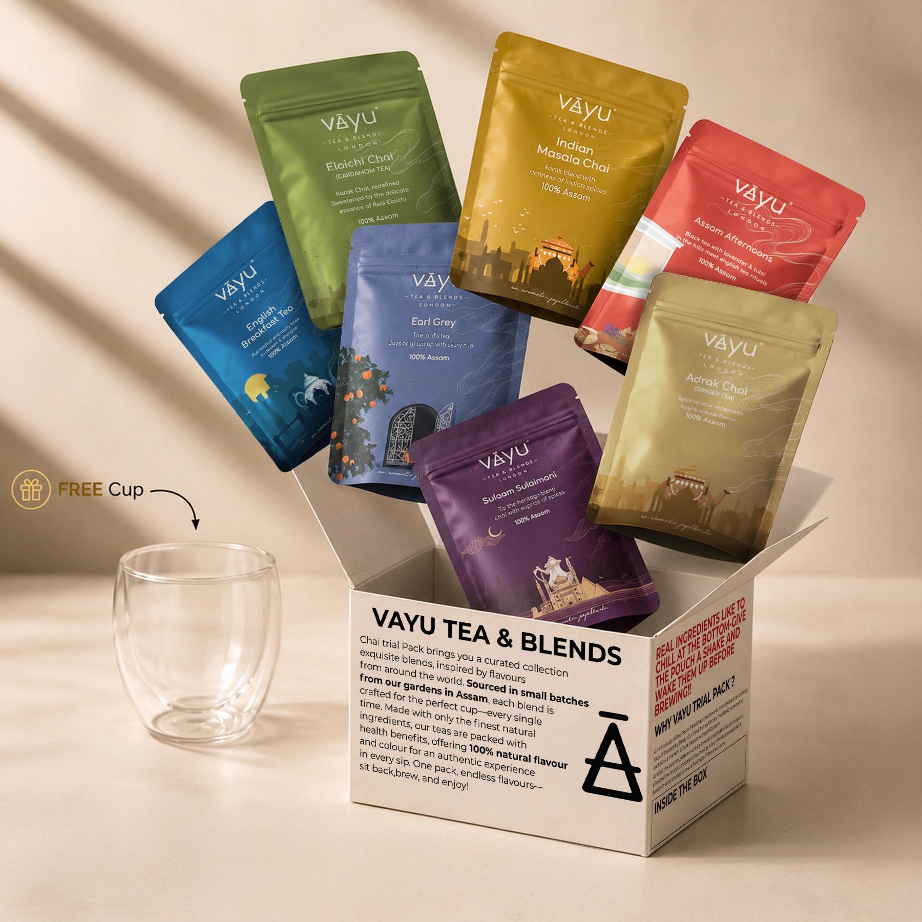 Vayu’s Assam Tea Trial Pack with FREE Glass (Loose Tea)