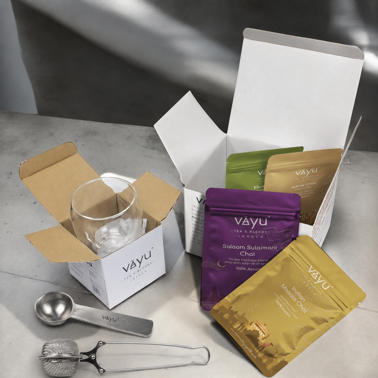 Vayu’s Spice Tea Trial Pack with FREE Glass, Infuser and spoon (Loose Tea)